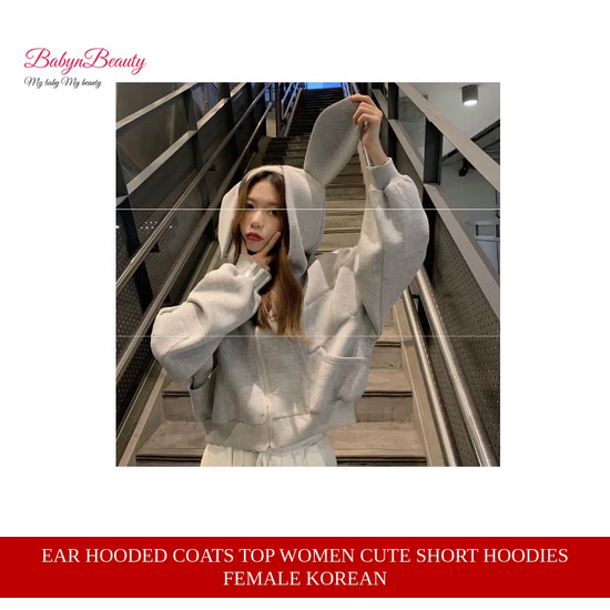 Ear Hooded Coats Top Women Cute Short Hoodies Female Korean by@Outfy