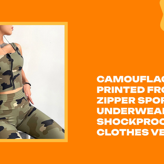 Camouflage Printed Front Zipper Sports Underwear Shockproof Yoga Clothes Vest by@Outfy visit babynbeauty.com
